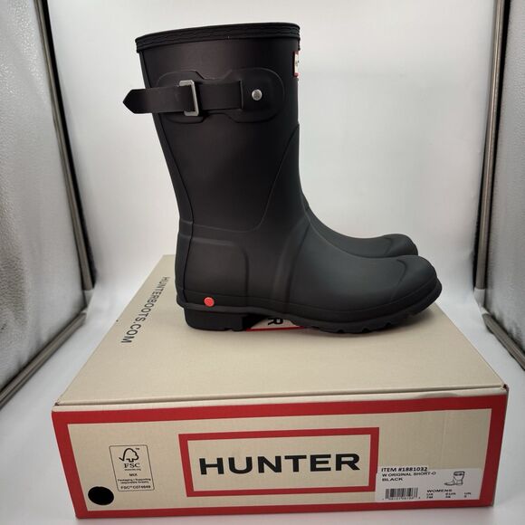 Hunter Women's Original Short Boot Black Matte US 7 Waterproof, Rain Boot New - Picture 3 of 16